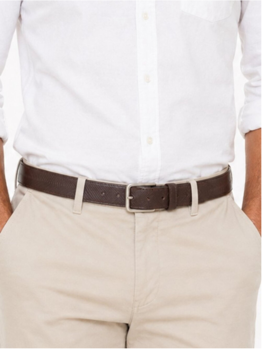 TOMMY BAHAMA Embossed Chevron Leather Belt Brown Medium Preppy Golf Neutral